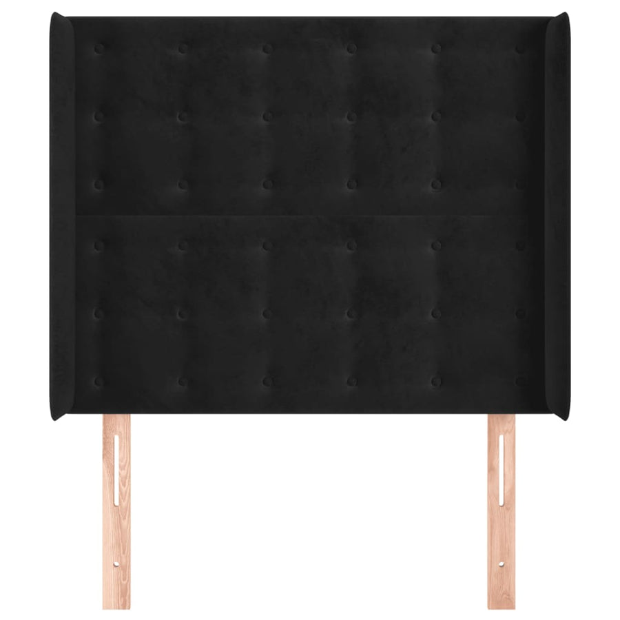 Hoofdbord Met Randen Fluweel 93 x 16 x 118/128 cm Zwart