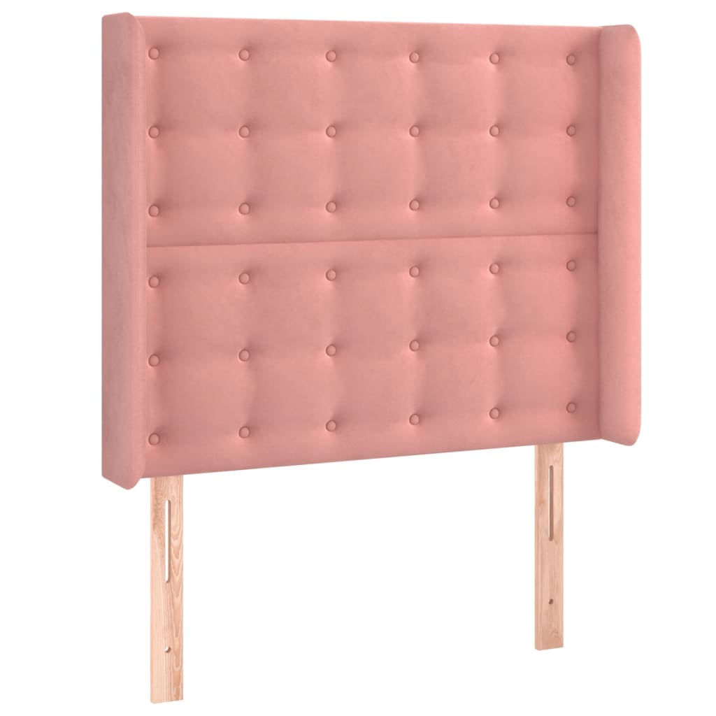 Hoofdbord Met Randen 93X16X118/128 Cm Fluweel Roze 93 x 16 x 118/128 cm