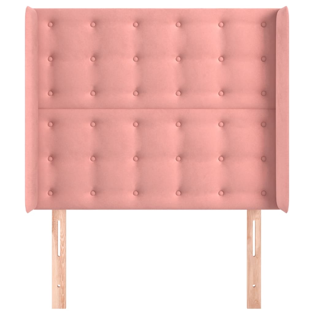 Hoofdbord Met Randen 93X16X118/128 Cm Fluweel Roze 93 x 16 x 118/128 cm