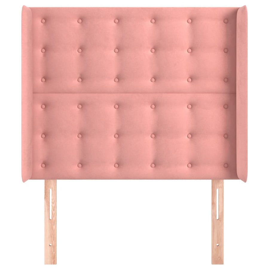 Hoofdbord Met Randen 93X16X118/128 Cm Fluweel Roze 93 x 16 x 118/128 cm