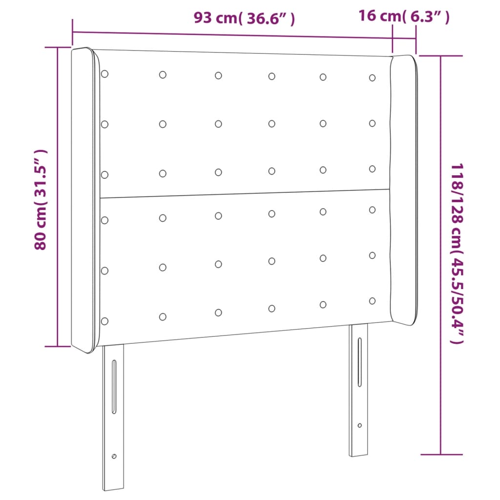 Hoofdbord Met Randen 93X16X118/128 Cm Fluweel Roze 93 x 16 x 118/128 cm