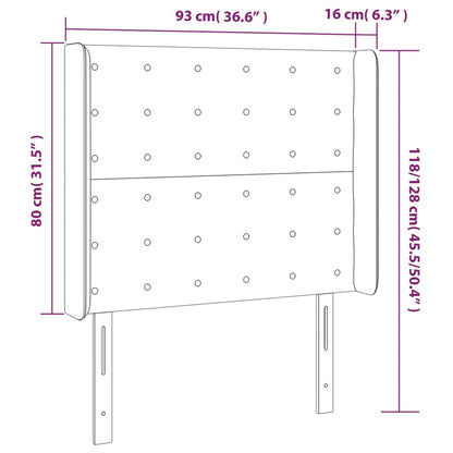 Hoofdbord Met Randen 93X16X118/128 Cm Fluweel Roze 93 x 16 x 118/128 cm