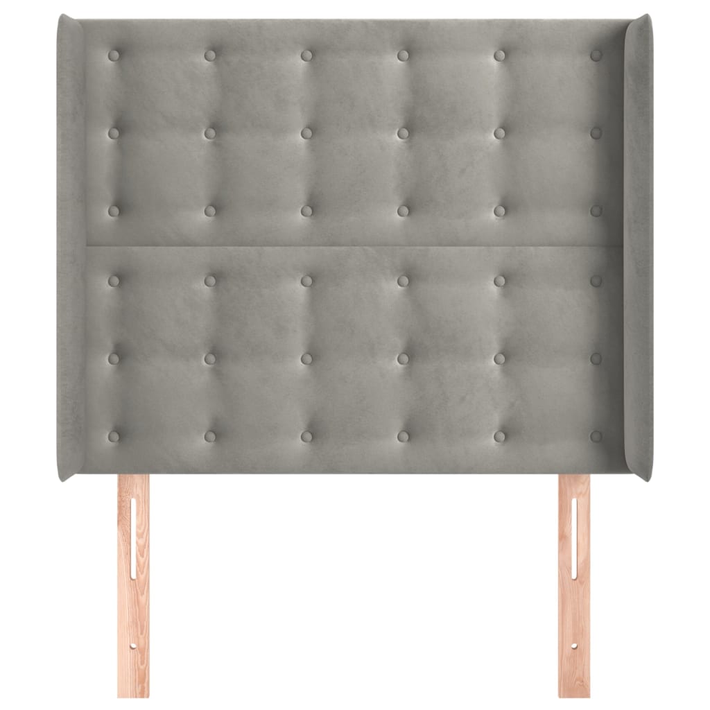 Hoofdbord Met Randen Fluweel 103 x 16 x 118/128 cm Lichtgrijs