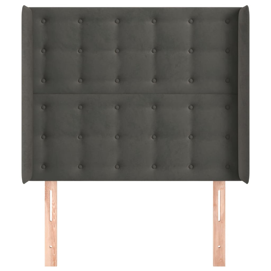 Hoofdbord Met Randen Fluweel 103 x 16 x 118/128 cm Donkergrijs
