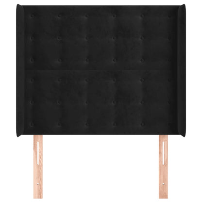 Hoofdbord Met Randen Fluweel 103 x 16 x 118/128 cm Zwart