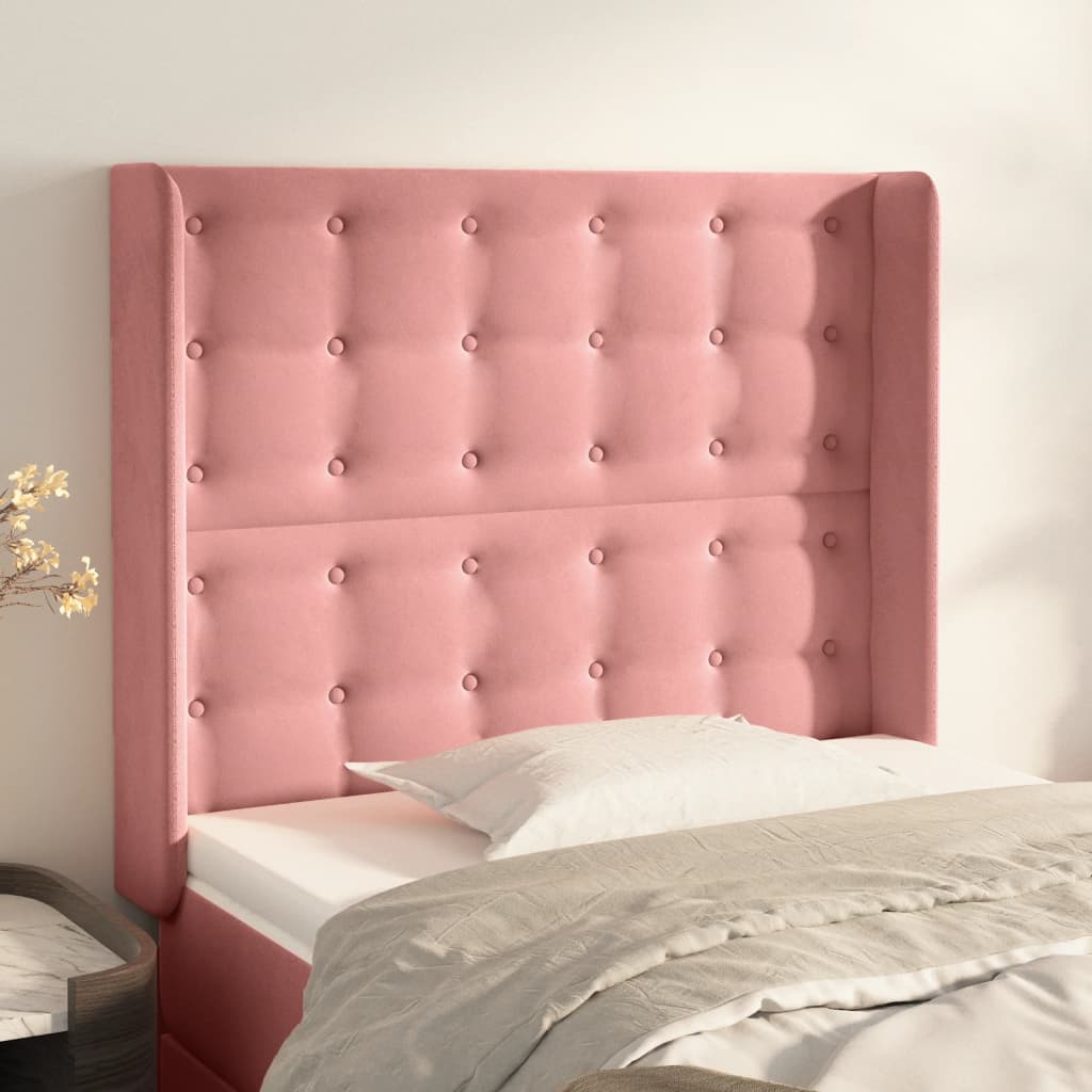 Hoofdbord Met Randen Fluweel 103 x 16 x 118/128 cm Roze