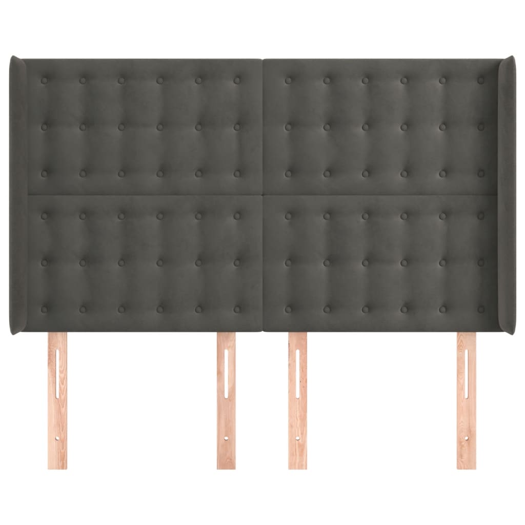 Hoofdbord Met Randen Fluweel 1 147 x 16 x 118/128 cm Donkergrijs