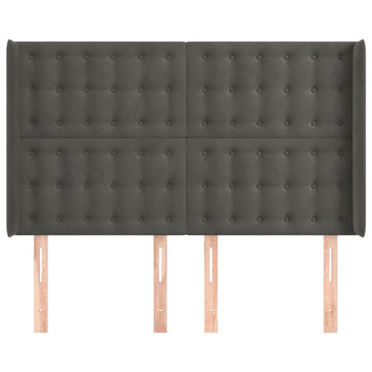 Hoofdbord Met Randen Fluweel 1 147 x 16 x 118/128 cm Donkergrijs