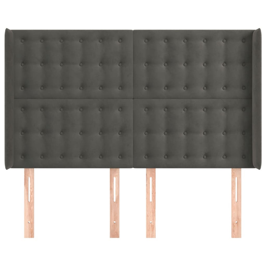 Hoofdbord Met Randen Fluweel 1 147 x 16 x 118/128 cm Donkergrijs