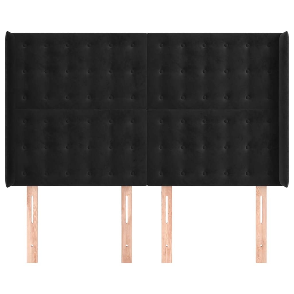 Hoofdbord Met Randen Fluweel 147 x 16 x 118/128 cm Zwart