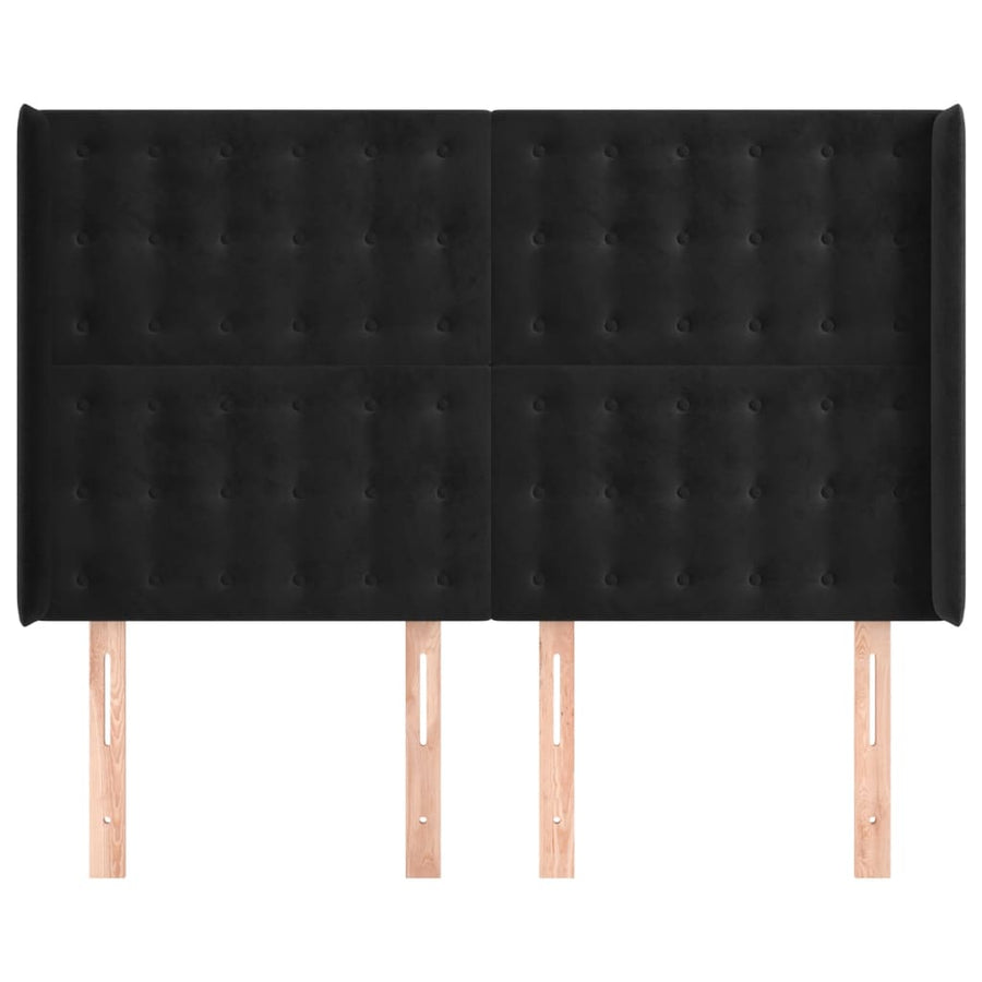 Hoofdbord Met Randen Fluweel 147 x 16 x 118/128 cm Zwart
