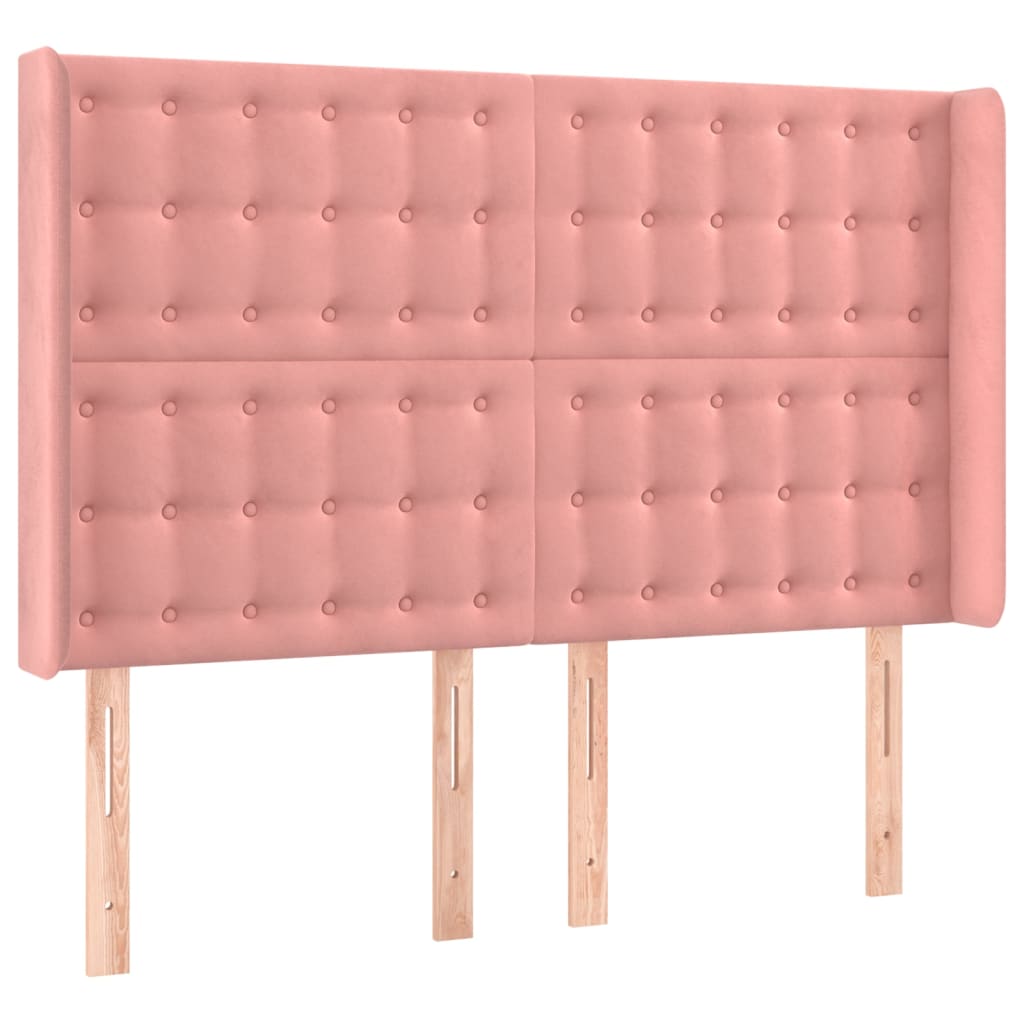 Hoofdbord Met Randen Fluweel 1 147 x 16 x 118/128 cm Roze