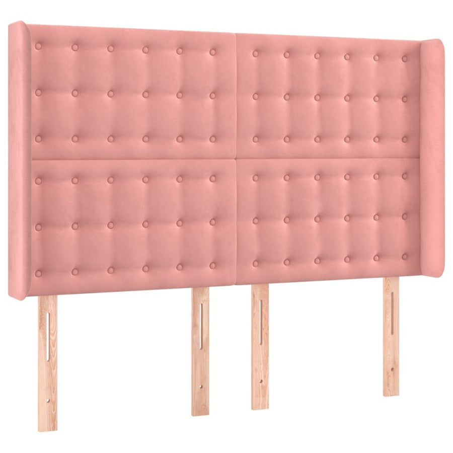 Hoofdbord Met Randen Fluweel 1 147 x 16 x 118/128 cm Roze