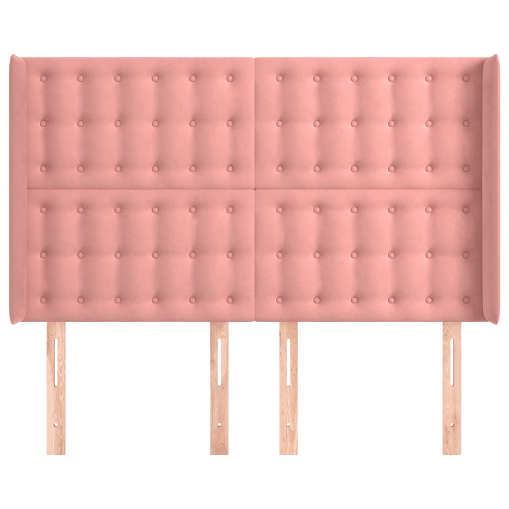 Hoofdbord Met Randen Fluweel 1 147 x 16 x 118/128 cm Roze