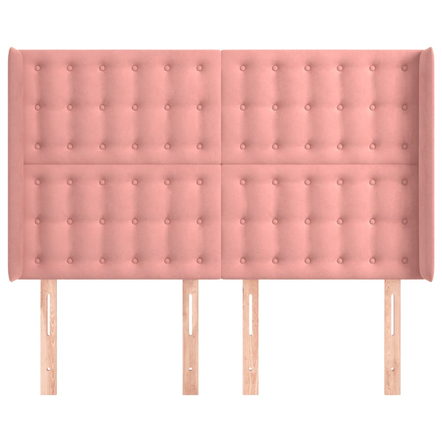 Hoofdbord Met Randen Fluweel 1 147 x 16 x 118/128 cm Roze