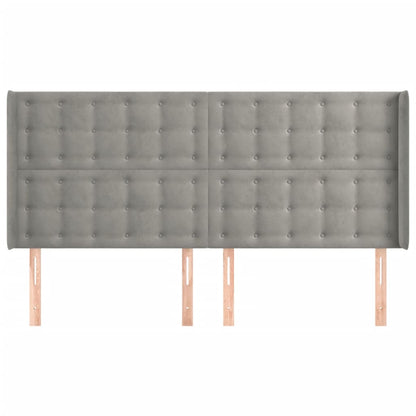 Hoofdbord Met Randen Fluweel 163 x 16 x 118/128 cm Lichtgrijs