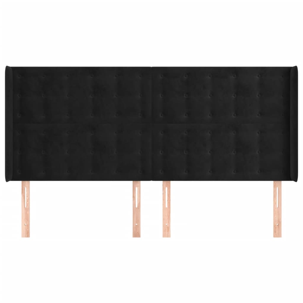Hoofdbord Met Randen Fluweel 163 x 16 x 118/128 cm Zwart