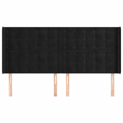 Hoofdbord Met Randen Fluweel 163 x 16 x 118/128 cm Zwart