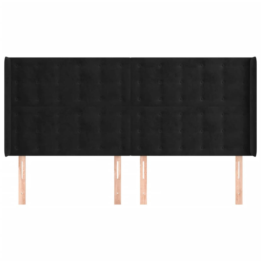 Hoofdbord Met Randen Fluweel 163 x 16 x 118/128 cm Zwart