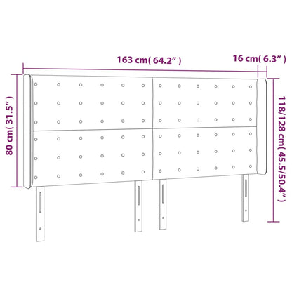Hoofdbord Met Randen Fluweel 163 x 16 x 118/128 cm Zwart