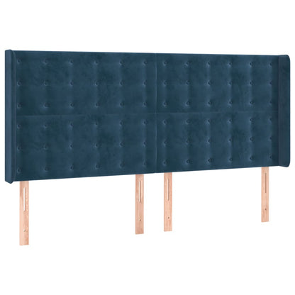 Hoofdbord Met Randen Fluweel 1 163 x 16 x 118/128 cm Donkerblauw