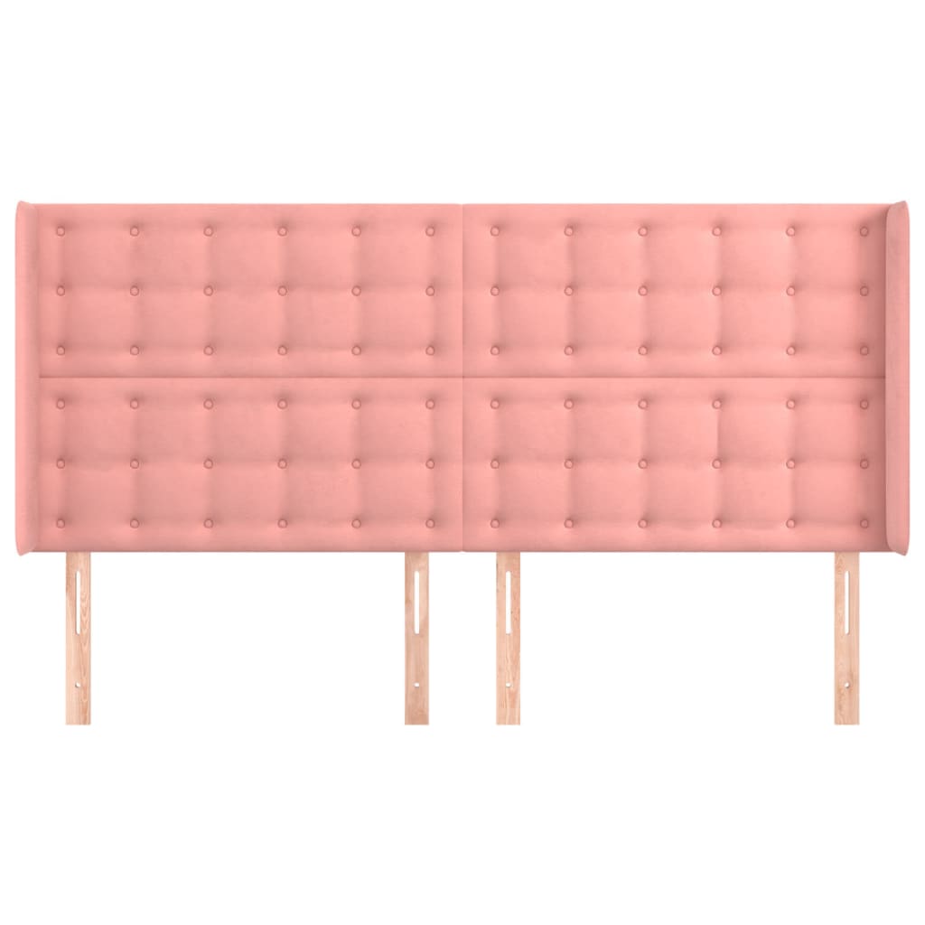 Hoofdbord Met Randen Fluweel 163 x 16 x 118/128 cm Roze
