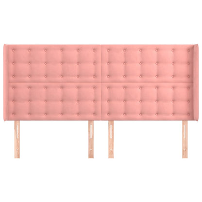 Hoofdbord Met Randen Fluweel 163 x 16 x 118/128 cm Roze