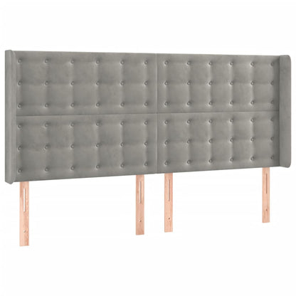 Hoofdbord Met Randen 183X16X118/128 Cm Fluweel Lichtgrijs 183 x 16 x 118/128 cm