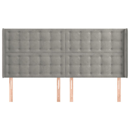 Hoofdbord Met Randen 183X16X118/128 Cm Fluweel Lichtgrijs 183 x 16 x 118/128 cm
