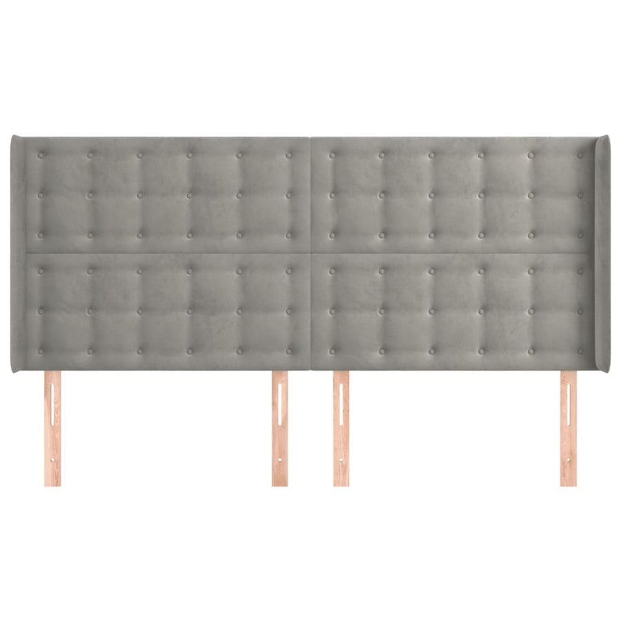 Hoofdbord Met Randen 183X16X118/128 Cm Fluweel Lichtgrijs 183 x 16 x 118/128 cm