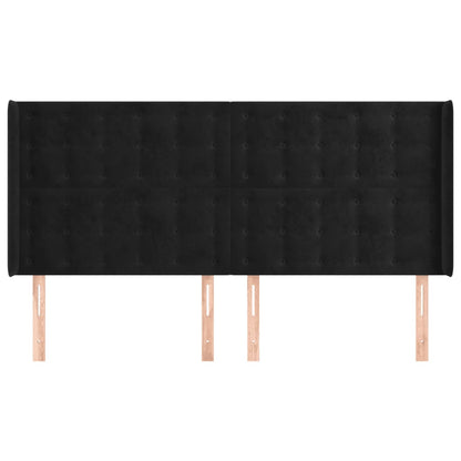 Hoofdbord Met Randen Fluweel 183 x 16 x 118/128 cm Zwart