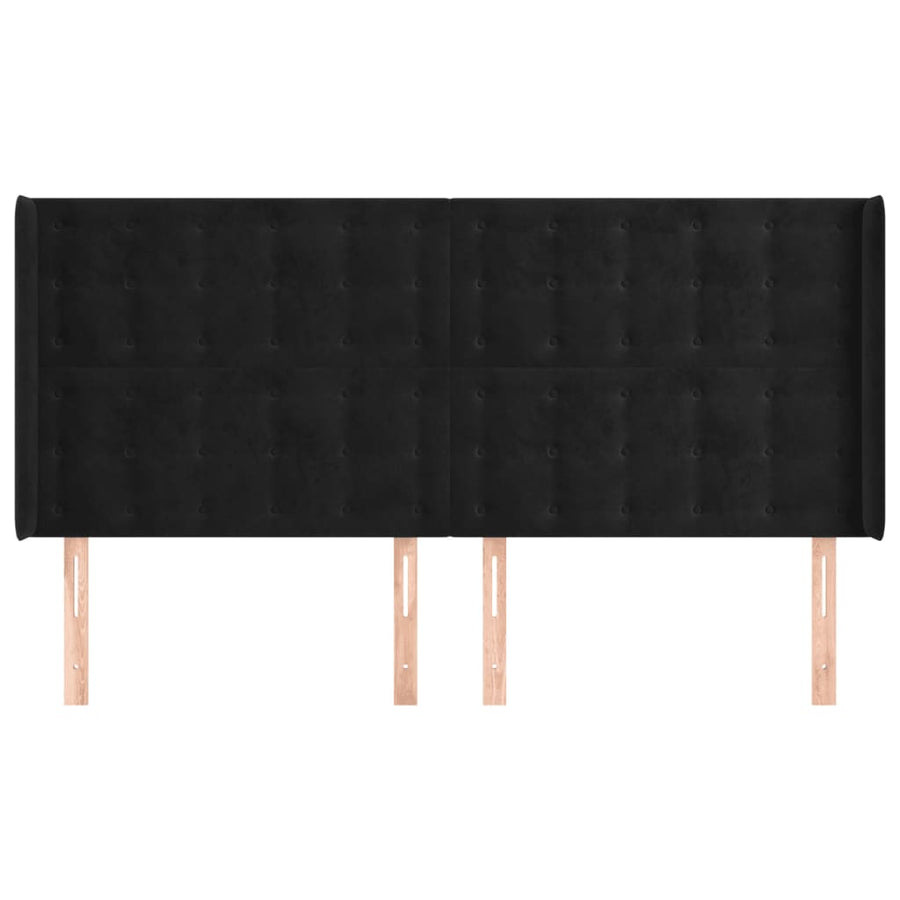 Hoofdbord Met Randen Fluweel 183 x 16 x 118/128 cm Zwart