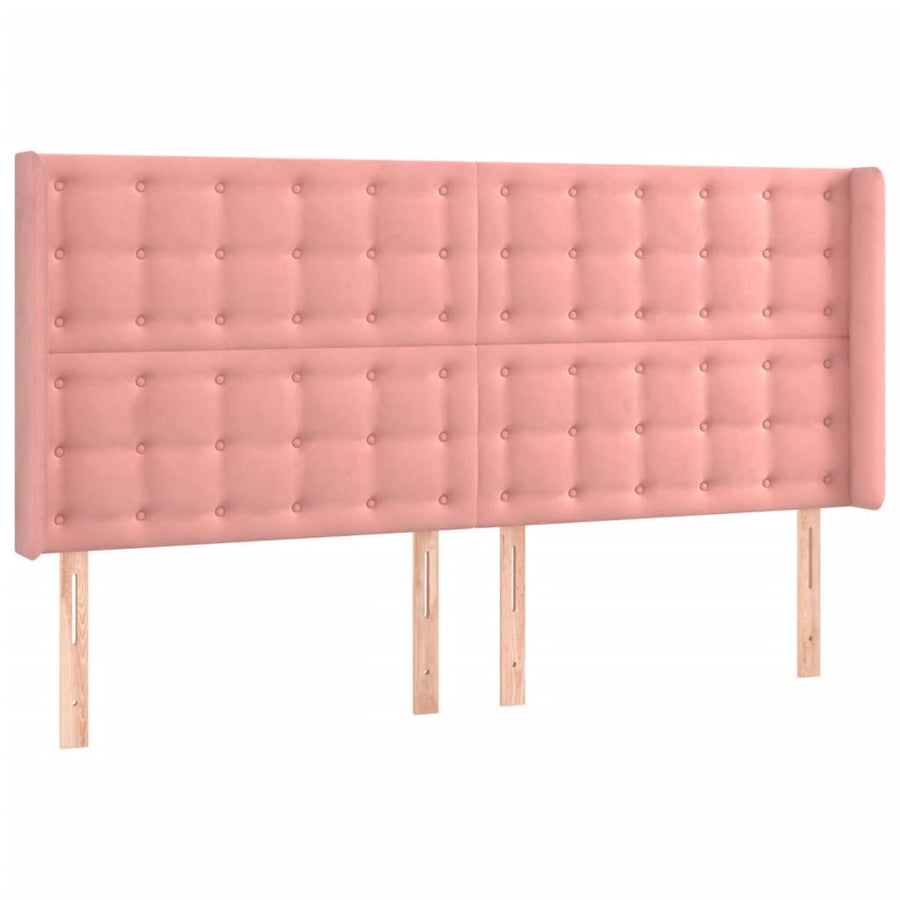 Hoofdbord Met Randen 183X16X118/128 Cm Fluweel Roze 183 x 16 x 118/128 cm