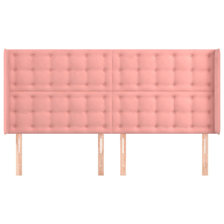 Hoofdbord Met Randen 183X16X118/128 Cm Fluweel Roze 183 x 16 x 118/128 cm