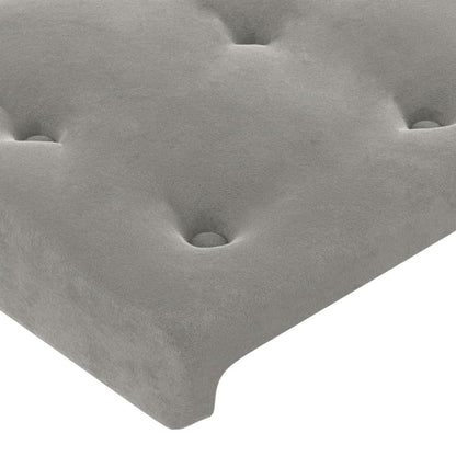 Hoofdbord Met Randen Fluweel 203 x 16 x 118/128 cm Lichtgrijs