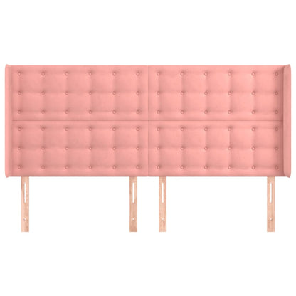 Hoofdbord Met Randen Fluweel 203 x 16 x 118/128 cm Roze