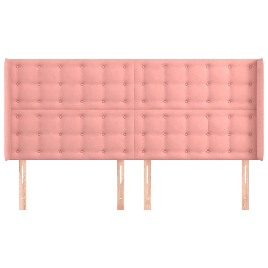 Hoofdbord Met Randen Fluweel 203 x 16 x 118/128 cm Roze