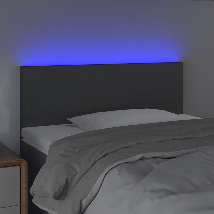 Hoofdbord LED 80x5x78/88 cm stof donkergrijs 80 x 5 x 78/88 cm Donkergrijs