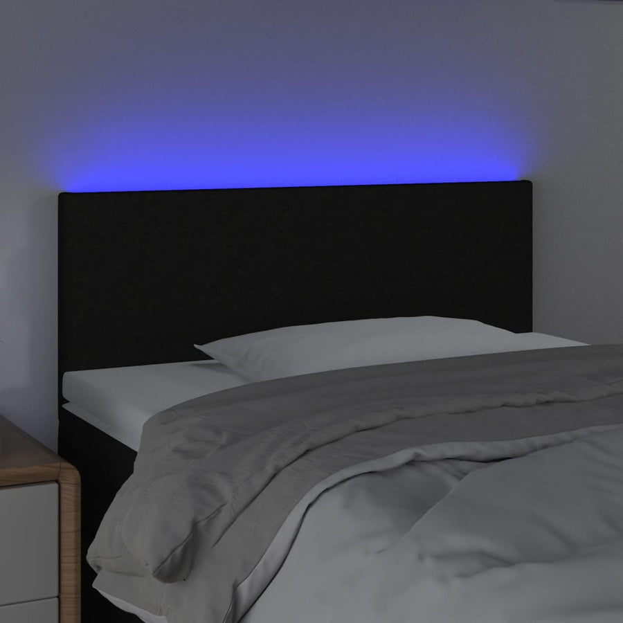 Hoofdbord LED 90x5x78/88 cm stof zwart 90 x 5 x 78/88 cm Zwart