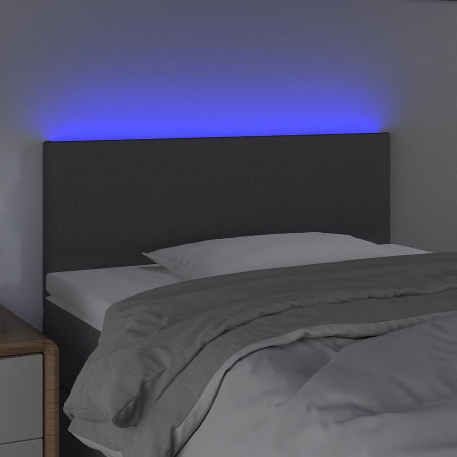 Hoofdbord LED 100x5x78/88 cm stof donkergrijs 100 x 5 x 78/88 cm Donkergrijs