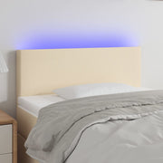 Hoofdbord 100x5x78/88 cm stof crèmekleurig LED