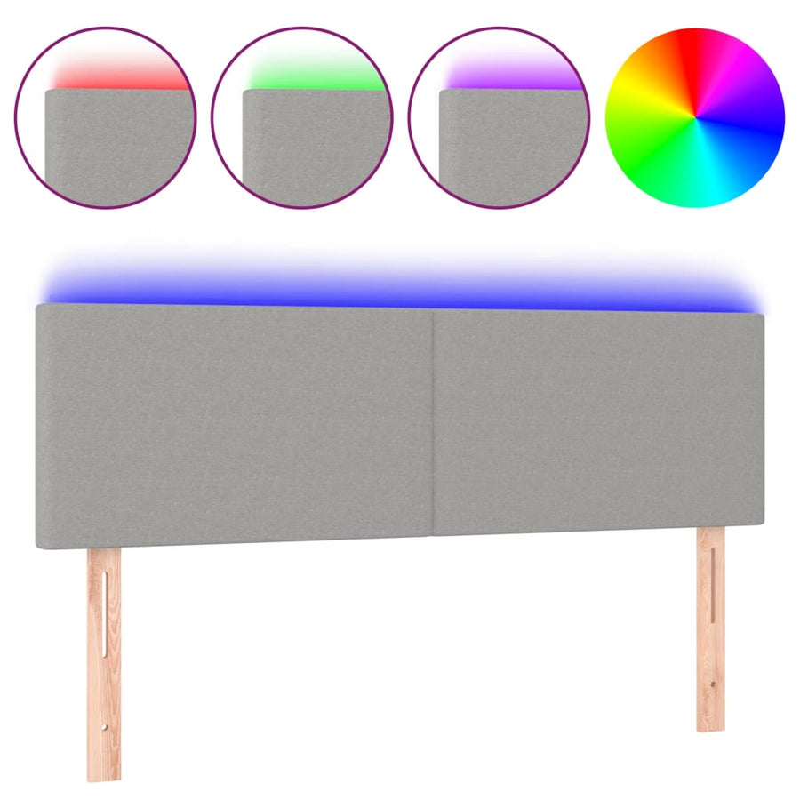 Hoofdbord LED 144x5x78/88 cm stof lichtgrijs 144 x 5 x 78/88 cm Lichtgrijs