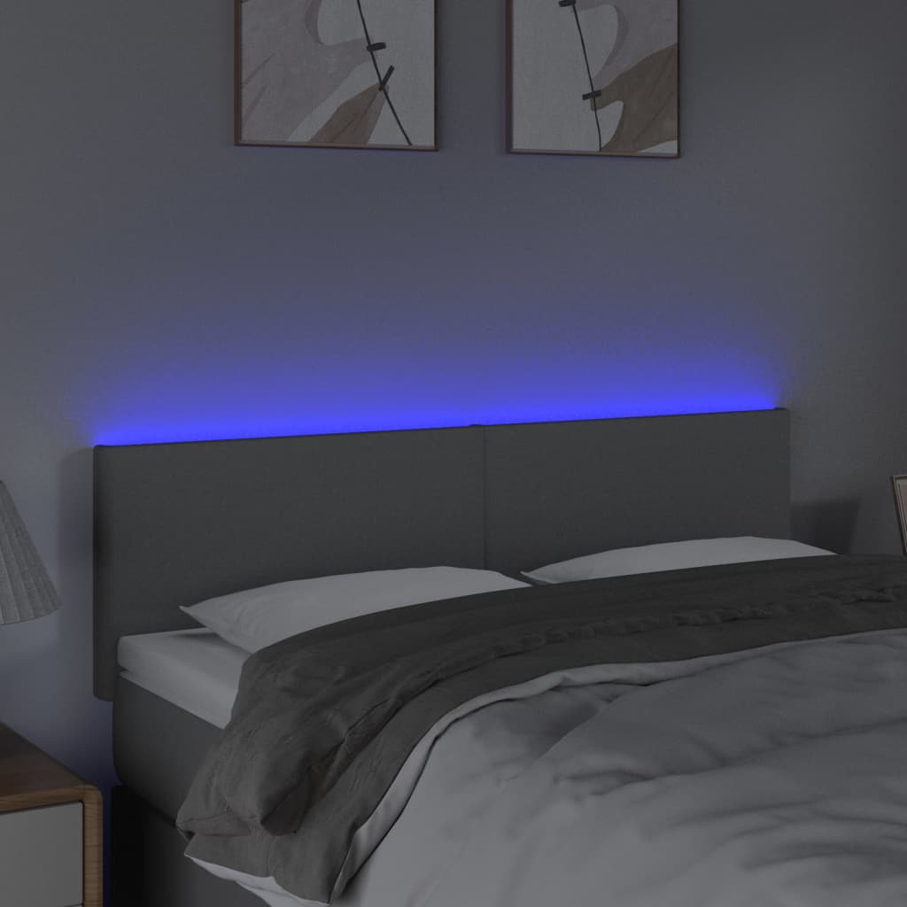 Hoofdbord LED 144x5x78/88 cm stof lichtgrijs 144 x 5 x 78/88 cm Lichtgrijs