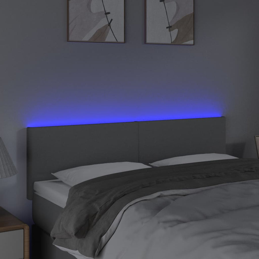 Hoofdbord LED 144x5x78/88 cm stof lichtgrijs 144 x 5 x 78/88 cm Lichtgrijs
