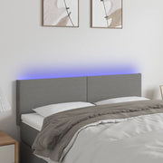 Hoofdbord 144x5x78/88 cm stof donkergrijs LED