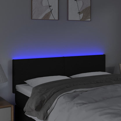 Hoofdbord LED 144x5x78/88 cm stof zwart 144 x 5 x 78/88 cm Zwart