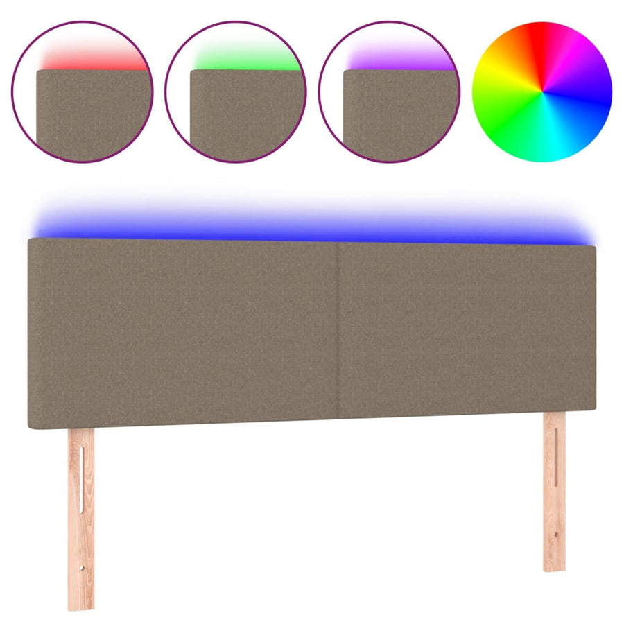 Hoofdbord LED 144x5x78/88 cm stof taupe 144 x 5 x 78/88 cm Taupe