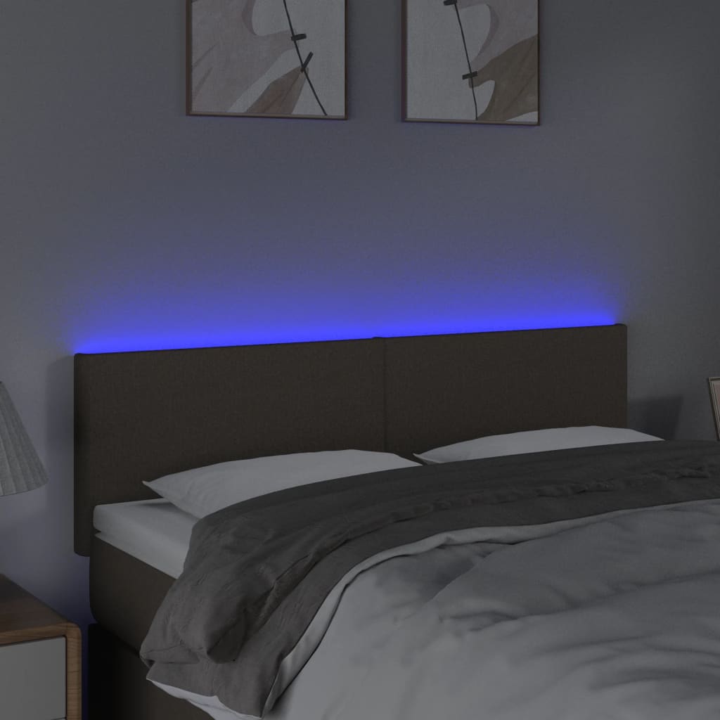 Hoofdbord LED 144x5x78/88 cm stof taupe 144 x 5 x 78/88 cm Taupe