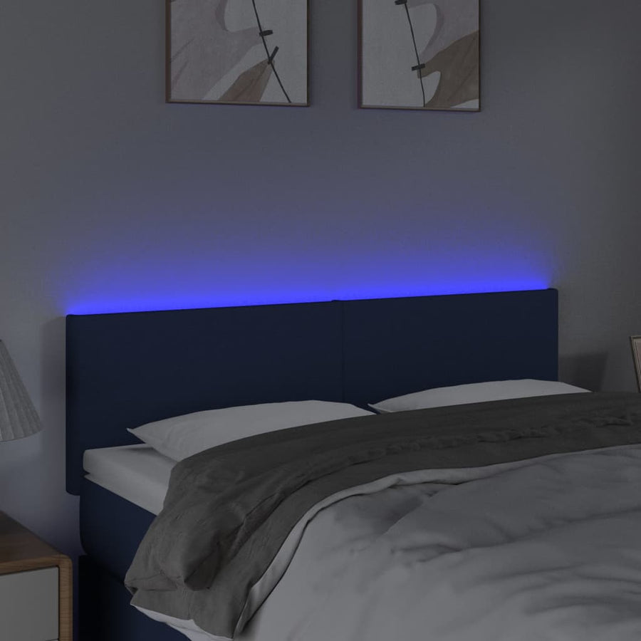 Hoofdbord LED 144x5x78/88 cm stof blauw 144 x 5 x 78/88 cm Blauw