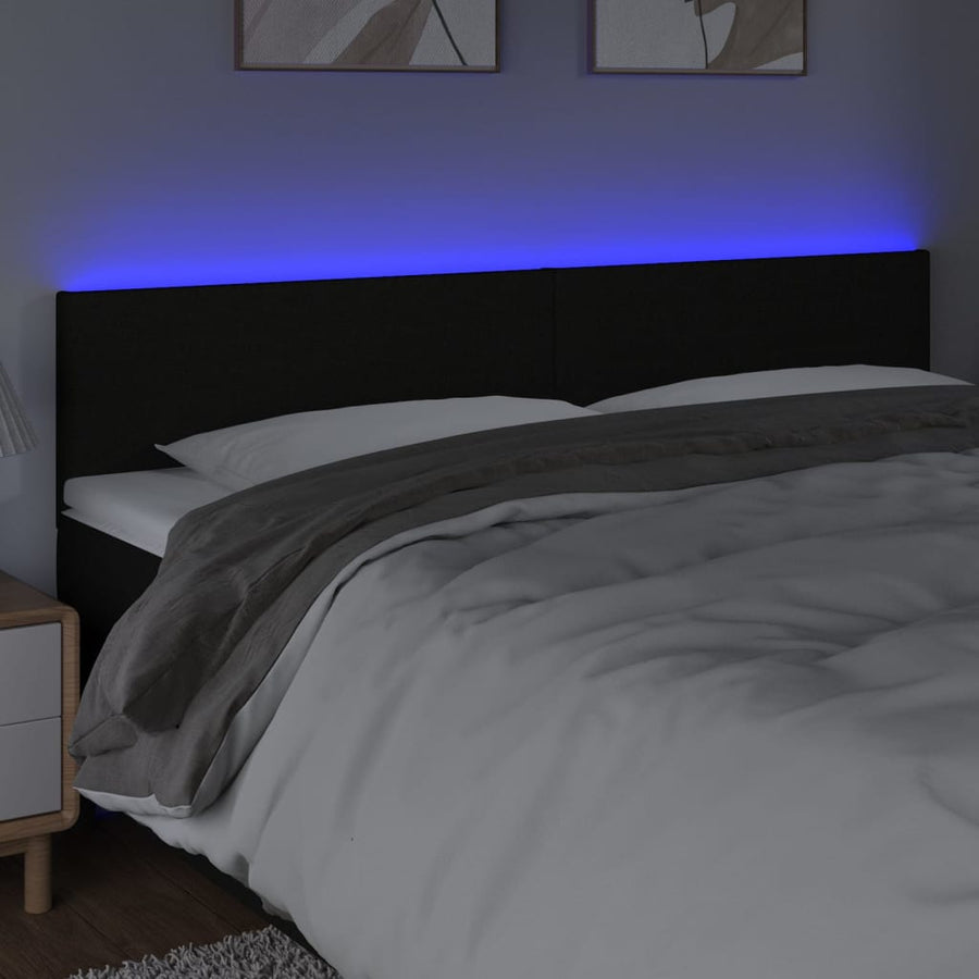 Hoofdbord LED 160x5x78/88 cm stof zwart 160 x 5 x 78/88 cm Zwart